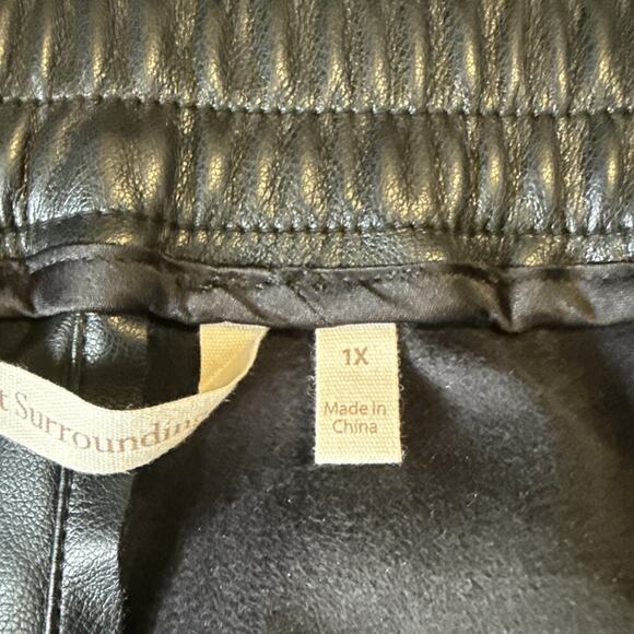 Soft Surroundings Rivka Faux Leather Pants Black Pull On 1X‎ Wide Leg Stretch - Picture 8 of 13